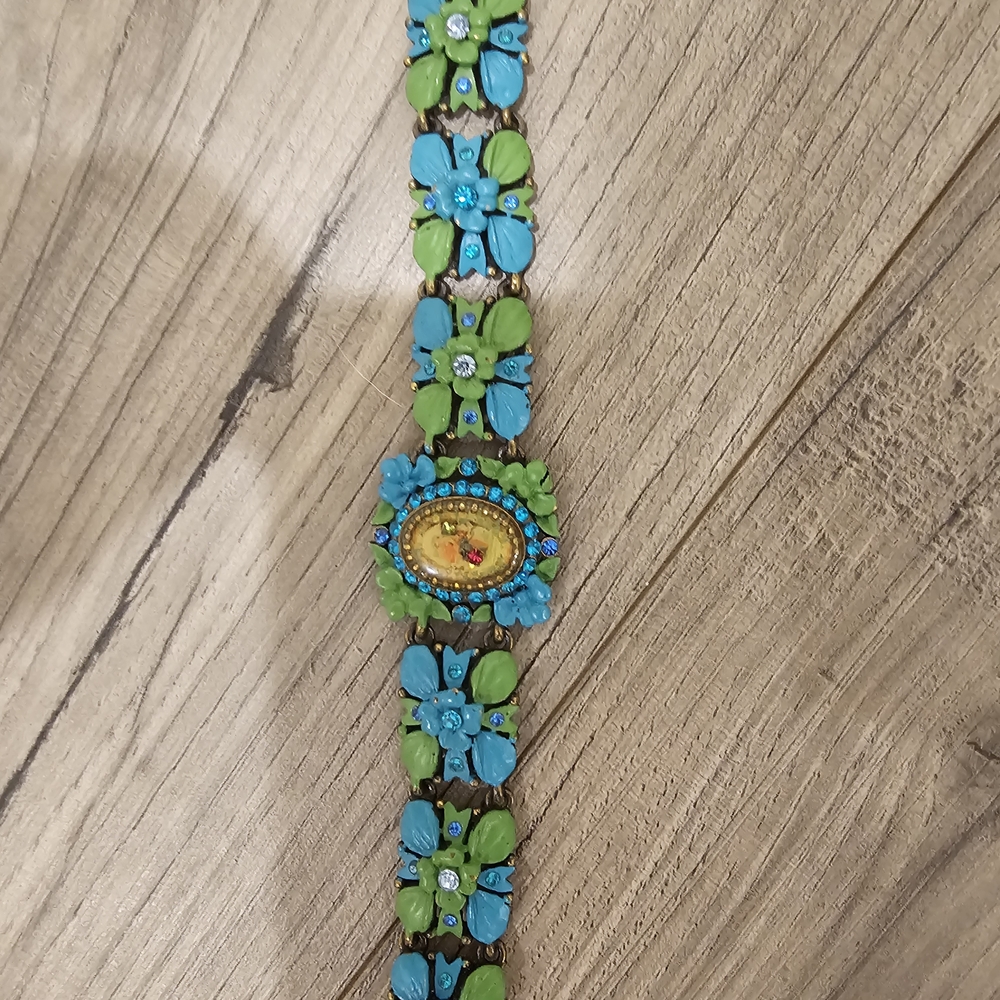Floral Green and Blue Bracelet
